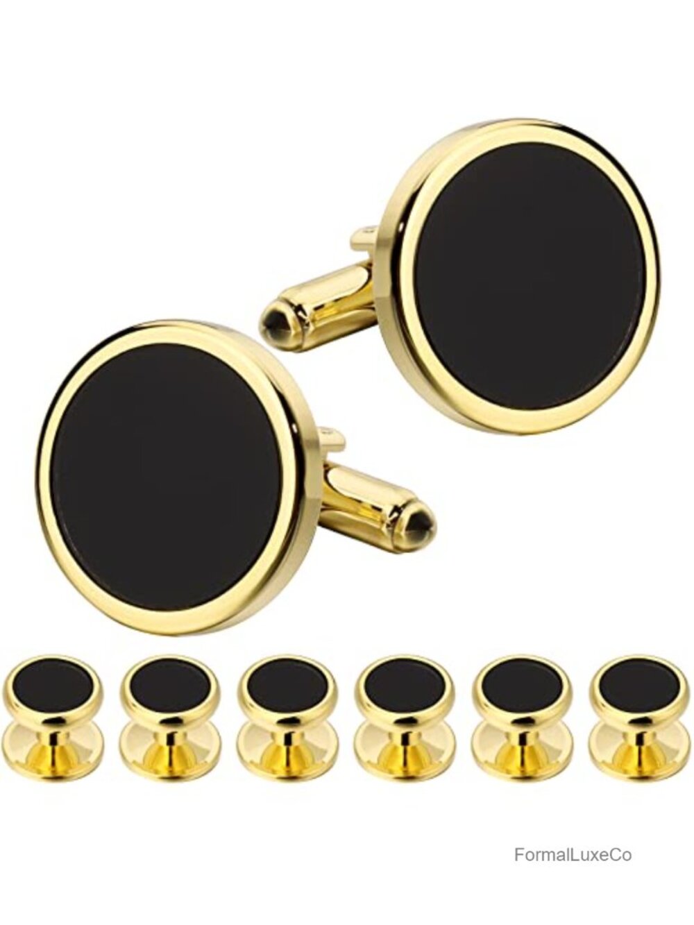 Gold Tone Cufflinks and Shirt Studs Set for Tuxedo Formal Business